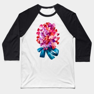 Bouquet of pink watercolor hearts on blush pink background Baseball T-Shirt